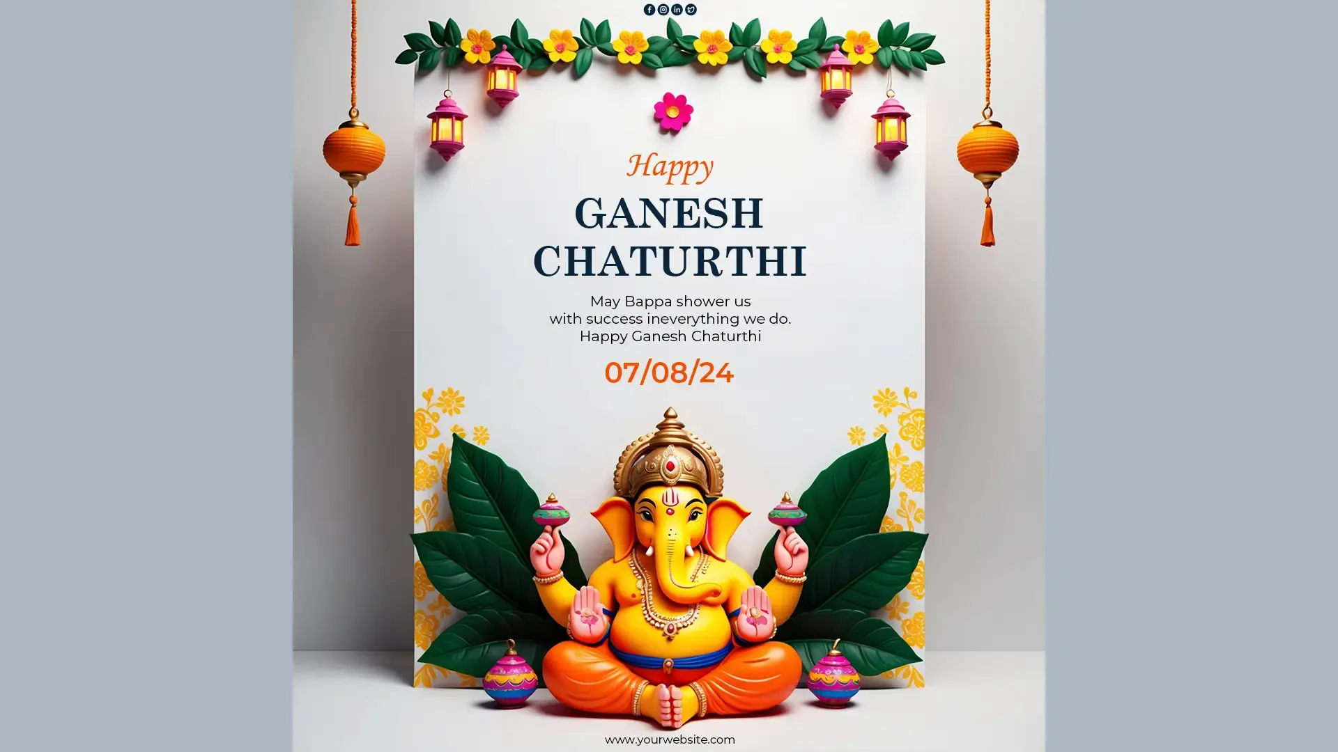 Happy Ganesh Chaturthi Instagram Post with Traditional Elements with Modern Touch